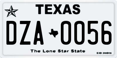 TX license plate DZA0056