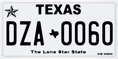 TX license plate DZA0060
