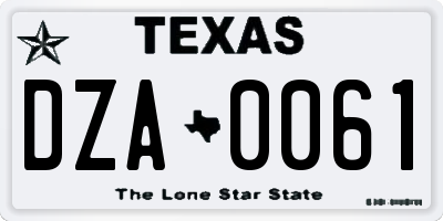TX license plate DZA0061