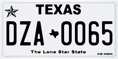 TX license plate DZA0065