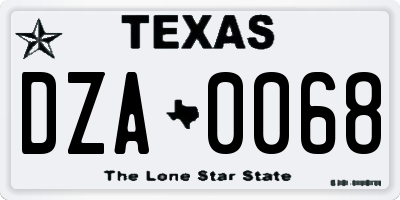 TX license plate DZA0068