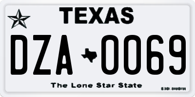 TX license plate DZA0069