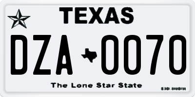 TX license plate DZA0070