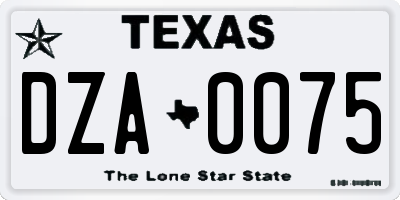 TX license plate DZA0075