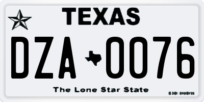 TX license plate DZA0076