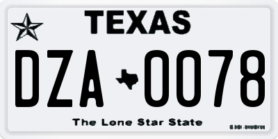 TX license plate DZA0078