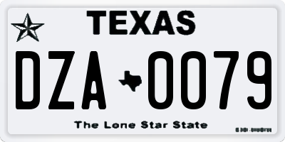 TX license plate DZA0079