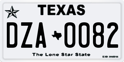 TX license plate DZA0082