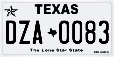 TX license plate DZA0083