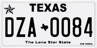 TX license plate DZA0084