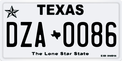 TX license plate DZA0086