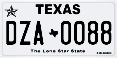 TX license plate DZA0088