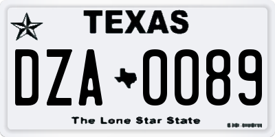 TX license plate DZA0089