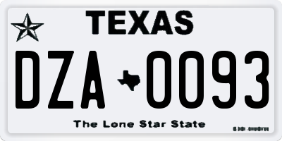 TX license plate DZA0093