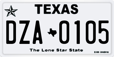 TX license plate DZA0105