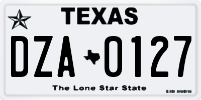TX license plate DZA0127