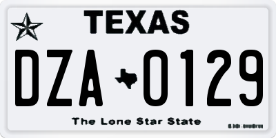 TX license plate DZA0129