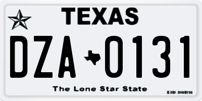 TX license plate DZA0131