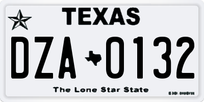 TX license plate DZA0132