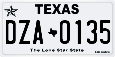TX license plate DZA0135