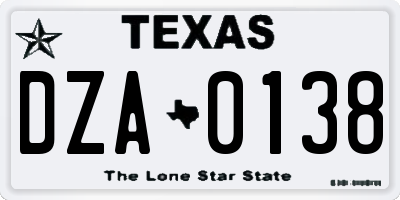 TX license plate DZA0138