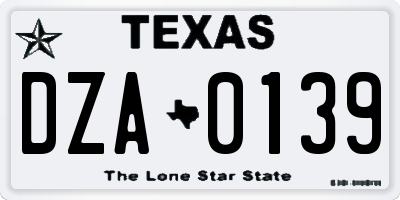 TX license plate DZA0139
