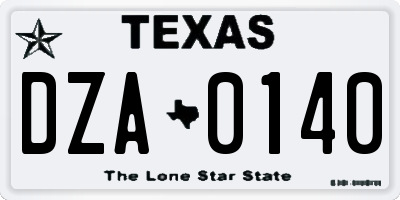 TX license plate DZA0140