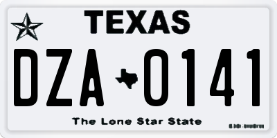 TX license plate DZA0141