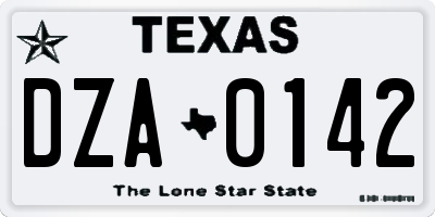 TX license plate DZA0142