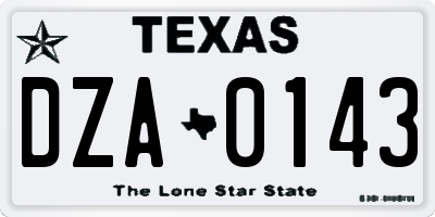 TX license plate DZA0143