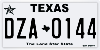 TX license plate DZA0144