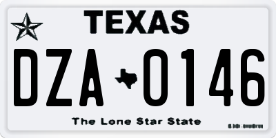 TX license plate DZA0146