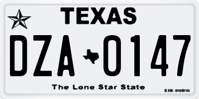 TX license plate DZA0147