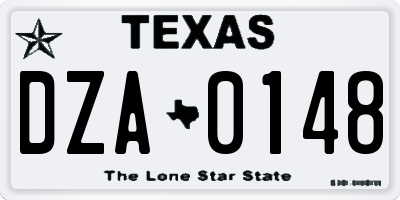 TX license plate DZA0148