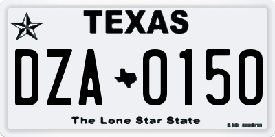 TX license plate DZA0150