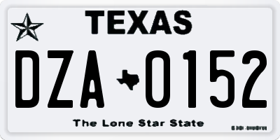 TX license plate DZA0152