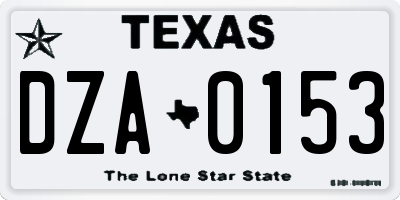 TX license plate DZA0153