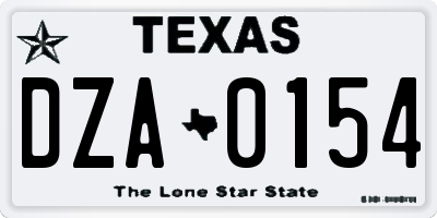 TX license plate DZA0154