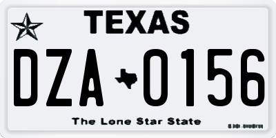 TX license plate DZA0156