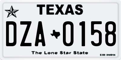 TX license plate DZA0158