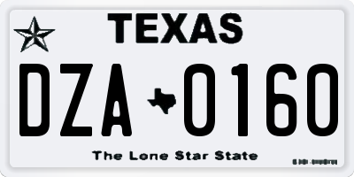 TX license plate DZA0160