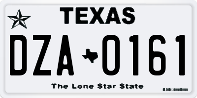 TX license plate DZA0161