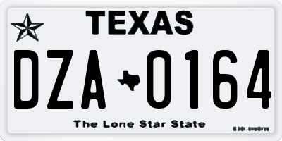 TX license plate DZA0164