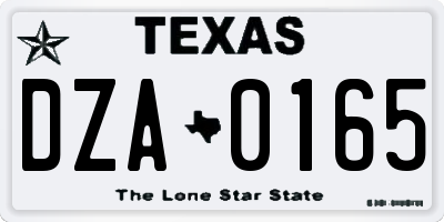 TX license plate DZA0165