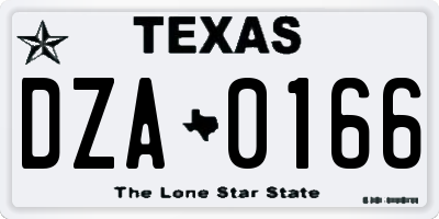 TX license plate DZA0166