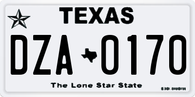 TX license plate DZA0170