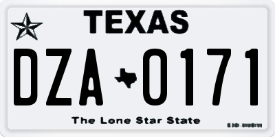 TX license plate DZA0171