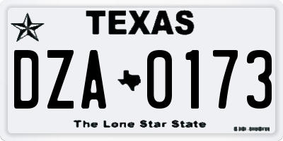 TX license plate DZA0173