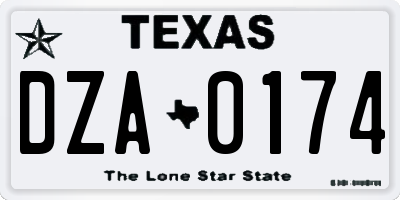 TX license plate DZA0174