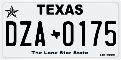 TX license plate DZA0175
